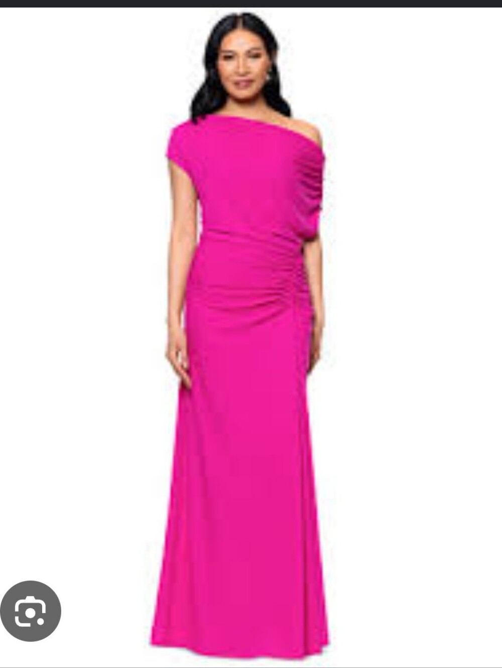 NWT Betsy & Adam Fuchsia Ruched Cowl Neck Sleeveless Maxi Gown Size 8 $249